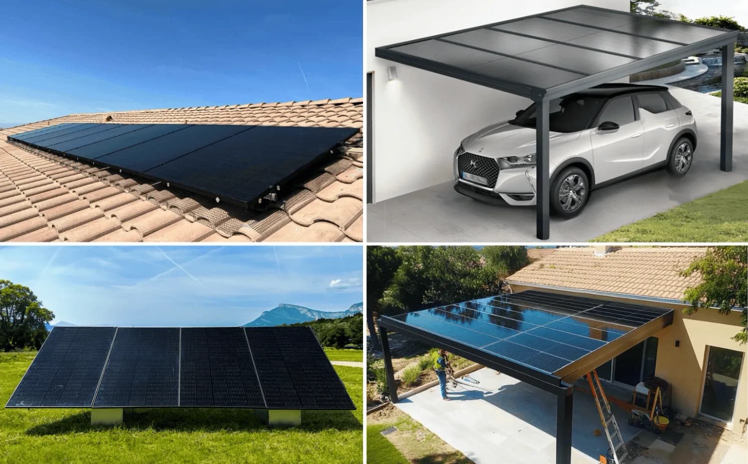 Types d'installations solaires : toiture, carport, ombrière et pose au sol